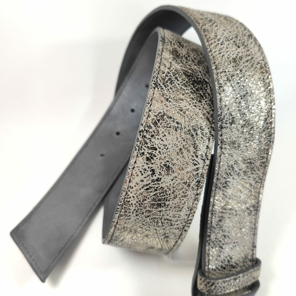 Ceinture reversible femme Gris souris/ gris brillant